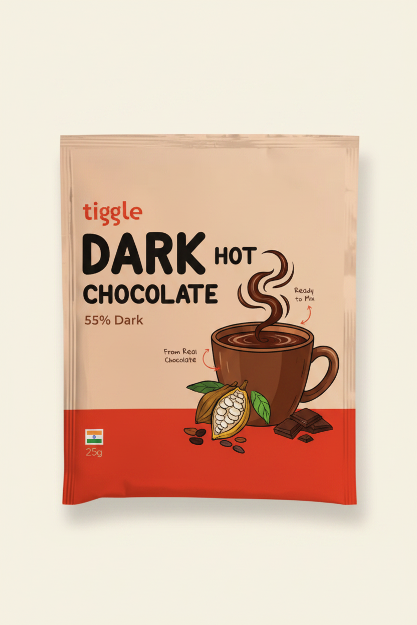 55% Dark Hot Chocolate Sachet Mockup