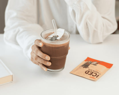 Ribbed Glass Tumbler with Lid & Straw