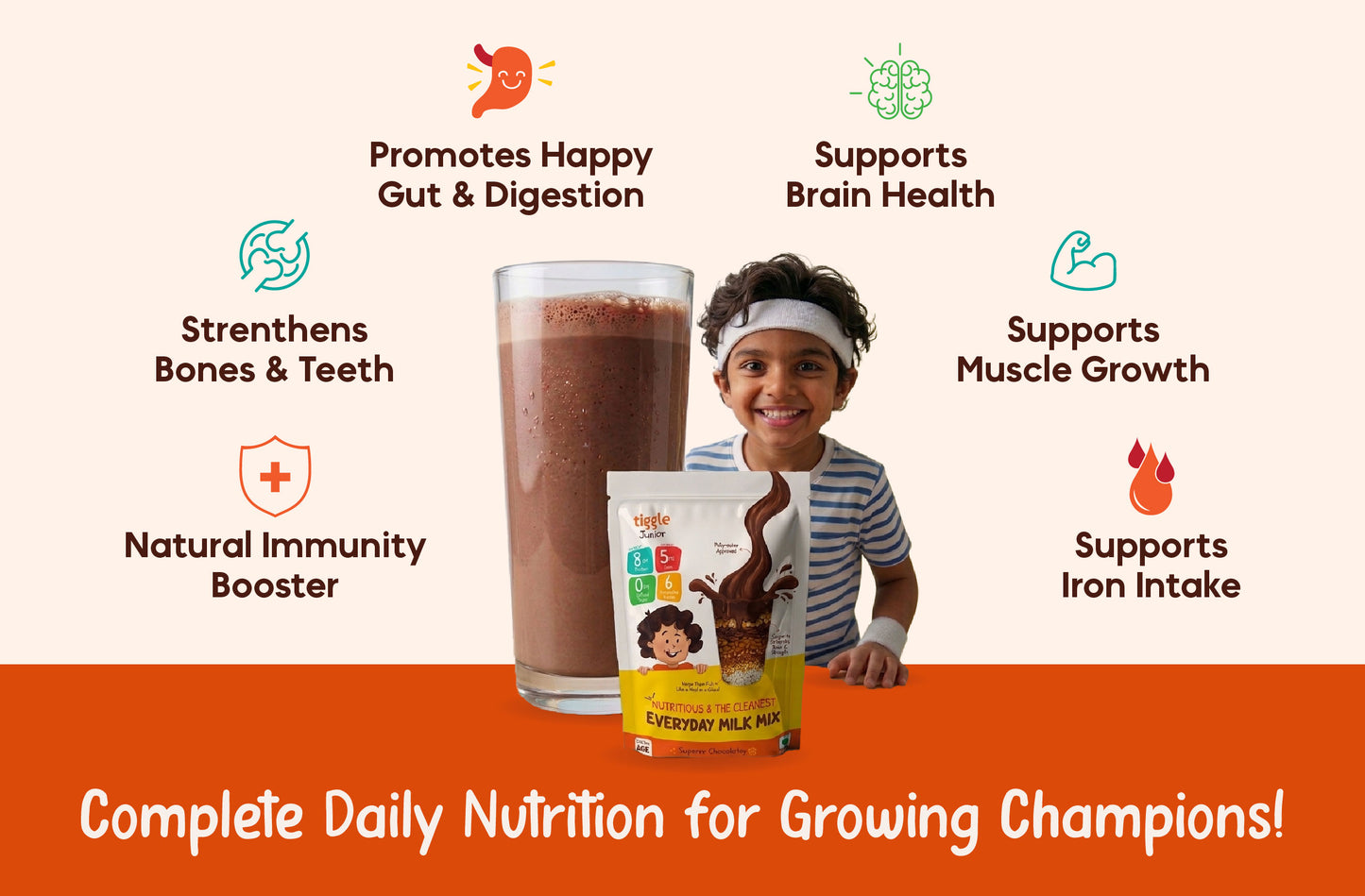 Tiggle Junior | Real Food Chocolate Protein Milk Mix for Kids