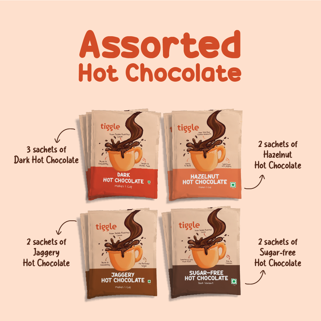 Assorted Hot Chocolate sachets in the gift box