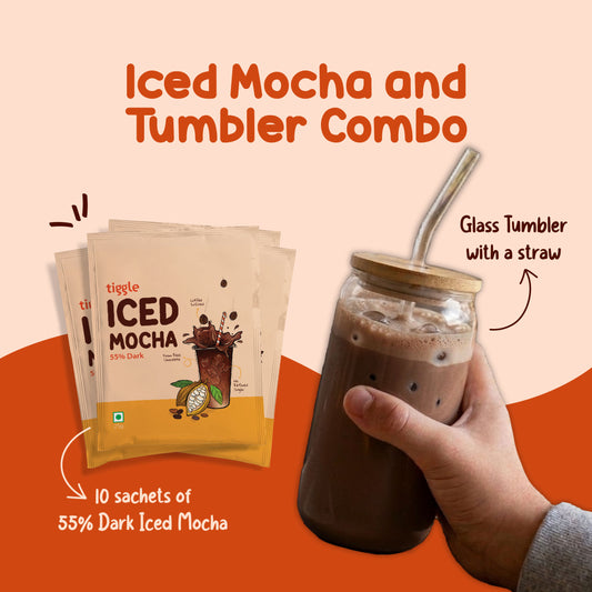 55% Dark Iced Mocha and Can Glass Tumbler Combo